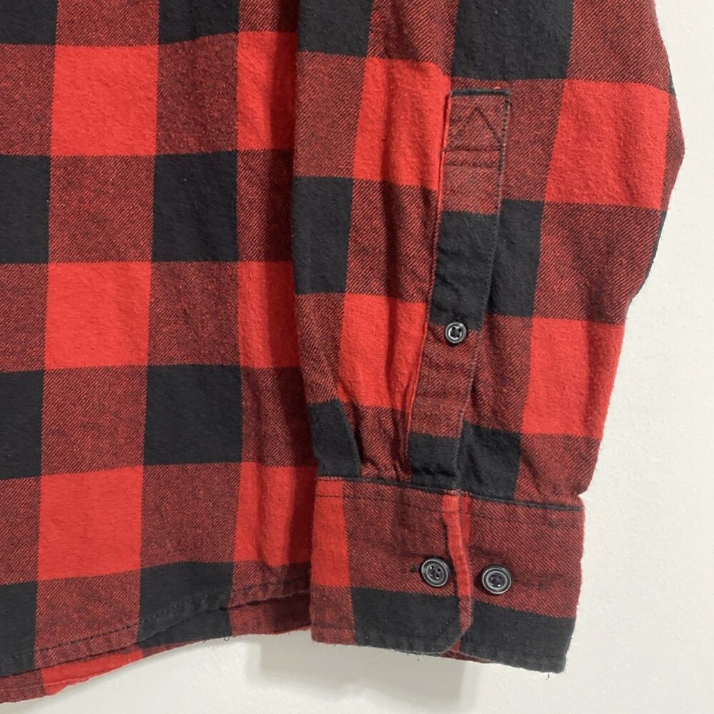 Eddie Bauer Shirt Men’s M Black Red Buffalo Check Plaid Flannel Gorpcore Cozy - Picture 8 of 11